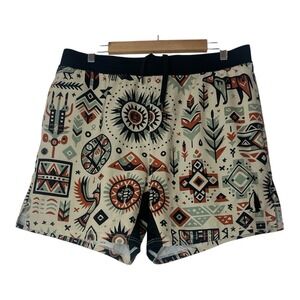 Tachuntfish Shorts Mens 2XL Petroglyph‎ Tribal Elastic Waist Athletic Pockets